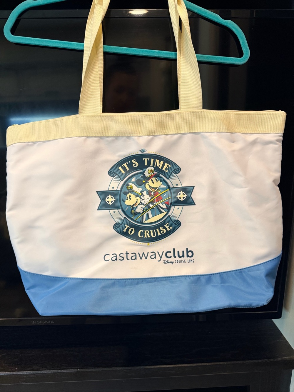 Disney Castaway Club Tote Bag in White, Light Blue & Cream
